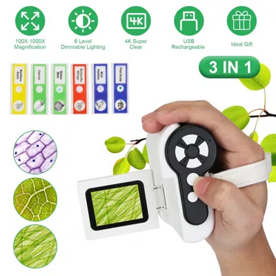 Bbtee 3 In 1 1000x Kids' Microscope Telescope Camera Handheld Usb Mini Microscope With Led Light 6 Slides 