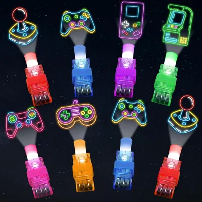 Bbtee 36pcs Video Game Party Favors Game Led Finger Lights Glow In The Dark Light Up Finger Lights Toys