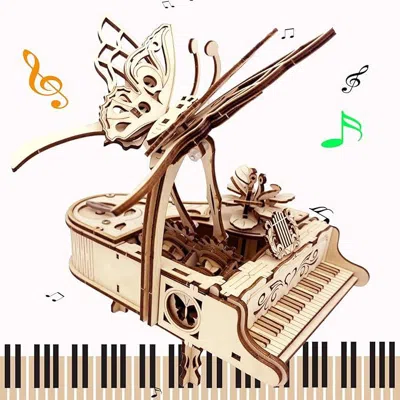 Bbtee 3d Puzzle For Adults - Cool Piano Music Box Diy Craf Kit For Adults To Build Model Kits Wood Mechani