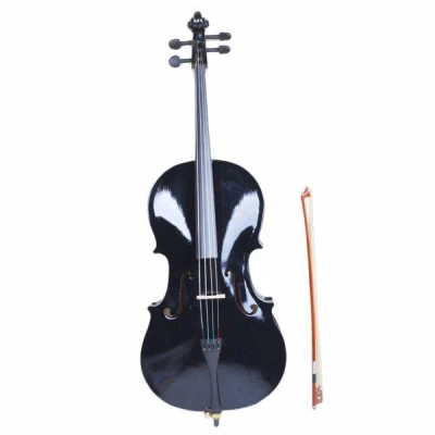 Bbtee 4/4 Wood Cello - Bag Bow Rosin Bridge Black