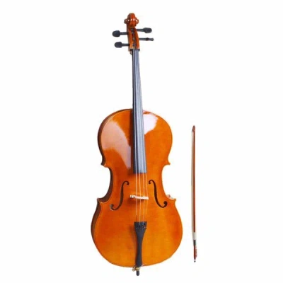 Bbtee 4/4 Wood Cello Bag Bow Rosin Bridge Natural In Orange