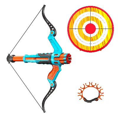 Bbtee Archery Roleplay Set Dart Bow Target Set 11 Piece Set: Foam Dart Bow, 8 Universal Suction Cup Darts,
