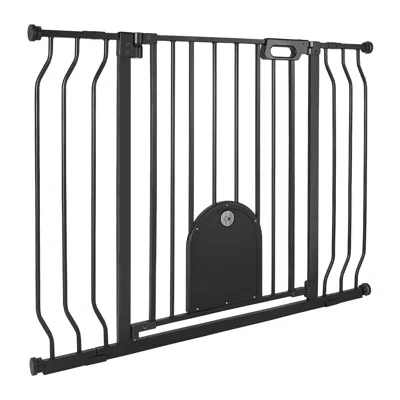 Bbtee Baby Gate For Stairs, 29.5-43 In Adjustable Width, Baby Gate With Adjustable Cat Door, With Pressure