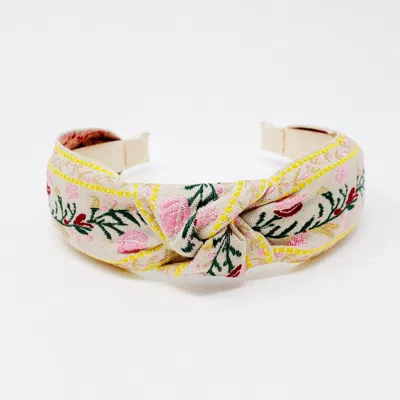 Bbtee French Floral Embroidered Headband In Multi