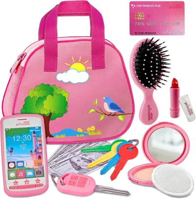 Bbtee Play Purse For Kids With Accessories, Toys For Girls With Pretend Makeup, Keys, Smartphone, Dress Up