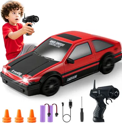 Bbtee Rc Drift Car With Led Lights, 2.4ghz Remote Control Car, Includes 2 Batteries & 2 Sets Of Tires For 