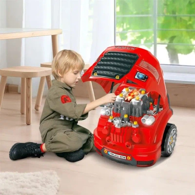 Bbtee Red Kids Truck Mechanic Repair Truck Set For 3-5 Yr Toddlers