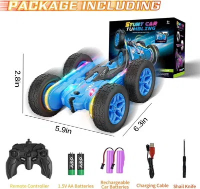 Bbtee Remote Control Car, Rc Cars Stunt Toys New Upgraded Strip Lights And Headlights Toys Double-sided 36