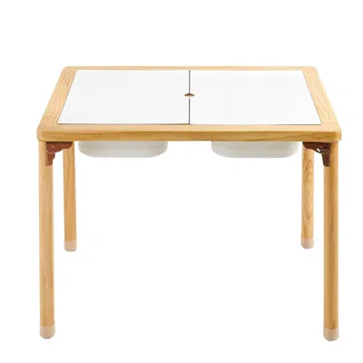 Bbtee Sensory Table For Toddlers, Foldable Wooden Kids Activity Table With Double-sided Board, Storage Bin