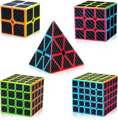 Bbtee Speed Cube Set 5 Pack Bundle Of 2x2, 3x3, 4x4, 5x5, Pyraminx Magic Speed Cube, Puzzle Cube For Kids 