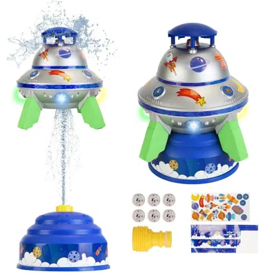 Bbtee Ufo Water Sprinkler Outdoor Summer Rocket Toy With Colorful Led Lights 360° Spinning 1.64ft To 6.56f In Multi