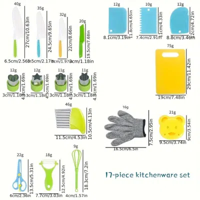 Bbtee Young Chefs Starter Kit - 12-piece Playful But Real Cooking Set With Child-safe Nylon Knives