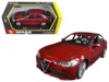 Bburago 2016 Alfa Romeo Giulia Burgundy 1/24 Diecast Model Car By