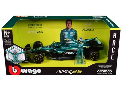Bburago Aston Martin Amr25 #14 Fernando Alonso "aramco" Formula One F1 "world Championship" (2025) With Driv