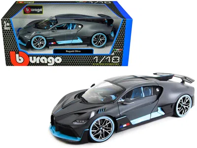 Bburago Bugatti Divo Matt Gray With Blue Accents 1/18 Diecast Model Car By  In Black