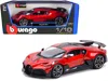 Bburago Bugatti Divo Red Metallic With Carbon Accents 1/18 Diecast Model Car By