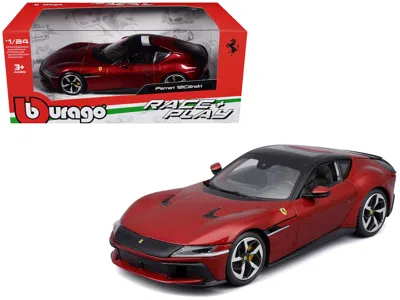 Bburago Ferrari 12cilindri Red Metallic With Black Top "race + Play" Series 1/24 Diecast Model Car By Bburag