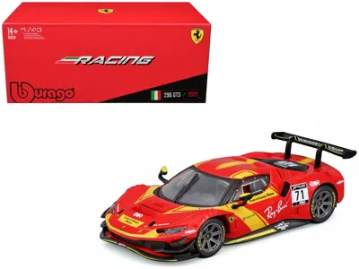 Bburago Ferrari 296 Gt3 #71 Red "francorchamps Motors" (2022) "racing" Series With Display Case 1/43 Diecast In Multi
