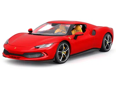 Bburago Ferrari 296 Gtb Red "race + Play" Series 1/18 Diecast Model Car By