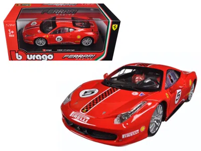 Bburago Ferrari 458 Challenge #5 Red 1/24 Diecast Model Car By