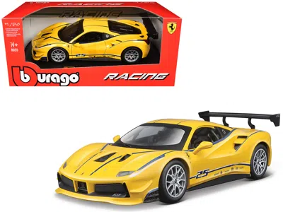 Bburago Ferrari 488 Challenge #25 Yellow With Blue Stripes "ferrari Racing" 1/24 Diecast Model Car By Bburag