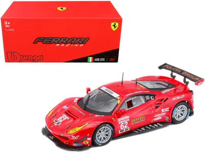 Bburago Ferrari 488 Gte #62 G. Fisichella - T. Vilander - J. Calado 24 Hours Of Daytona (2017) 1/43 Diecast  In Red