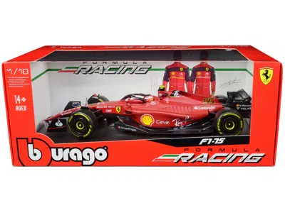 Bburago Ferrari F1-75 #55 Carlos Sainz "ferrari Racing" Formula One F1 (2022) "formula Racing" Series 1/18 D In Red