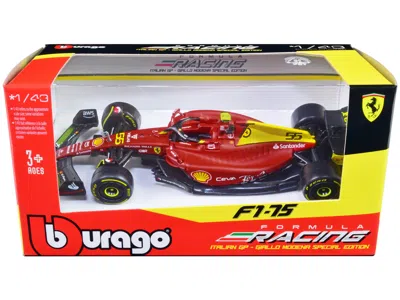 Bburago Ferrari F1-75 #55 Carlos Sainz "giallo Modena" Formula One F1 Italian Gp (2022) "formula Racing" Ser In Red