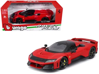 Bburago Ferrari F80 Red With Black Top "race + Play" Series 1/24 Diecast Model Car By