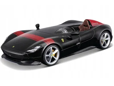 Bburago Ferrari Monza Sp1 Black Metallic With Red Stripes "race & Play" Series 1/24 Diecast Model Car By Bbu