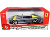 Bburago Ferrari Monza Sp1 Silver Metallic With Yellow Stripes 1/24 Diecast Model Car By