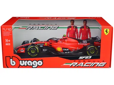 Bburago Ferrari Sf-23 #55 Carlos Sainz Formula One F1 World Championship (2023) "formula Racing" Series 1/18 In Red