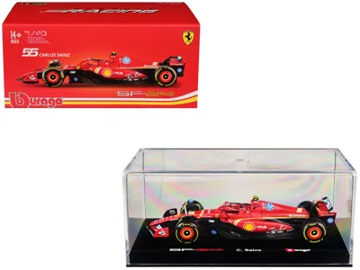 Bburago Ferrari Sf-24 #55 Carlos Sainz "formula One F1 World Championship" (2024) With Display Case "formula In Red