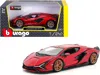 Bburago Lamborghini Sian Fkp 37 Candy Red With Copper Wheels 1/24 Diecast Model Car By
