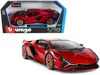 Bburago Lamborghini Sian Fkp 37 Red With Copper Wheels 1/18 Diecast Model Car By  In Red