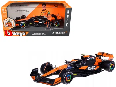 Bburago Mclaren Mcl38 #4 Lando Norris "okx" Winner Formula One F1 "miami Gp" (2024) With Driver Figure "race In Orange
