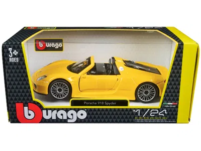Bburago Porsche 918 Spyder Yellow 1/24 Diecast Model Car By