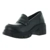 Bc Footwear Beauty And Rage Womens Block Heel Vegan Leather Loafer Heels In Black
