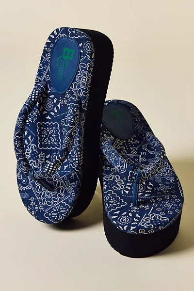 Bc Footwear By Seychelles A Pretty Penny Platform Sandal In Navy Bandana Print, Women's At Urban Out In Blue
