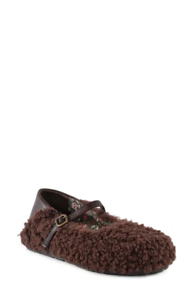 Bc Footwear Metro Faux Shearling Flat In Brown