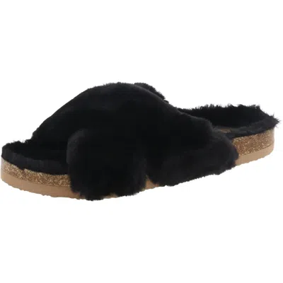 Bc Footwear Myth Womens Faux Fur Colorblock Slide Sandals In Multi