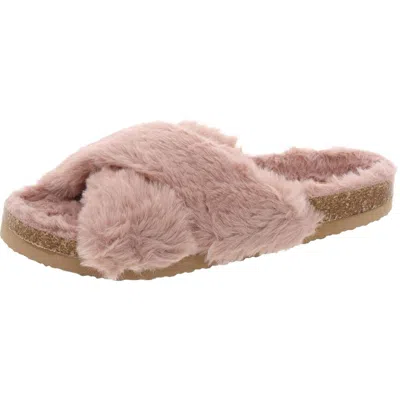 Bc Footwear Myth Womens Faux Fur Colorblock Slide Sandals In Pink