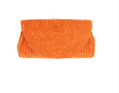 Bc Handbags Large Straw Clutch In Orange