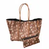 Bc Handbags Women's Antelope Print Tote With Small Bag In Brown/beige In Multi