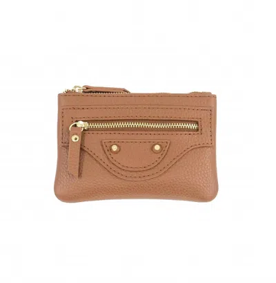 Bc Handbags Women's Ciaga Leather Zippered Card Case In Cognac In Green