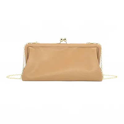 Bc Handbags Women's Kiss Lock Clutch Bag In Tan In Multi