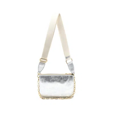 Bc Handbags Women's Metallic Crossbody Clutch Bag In Silver