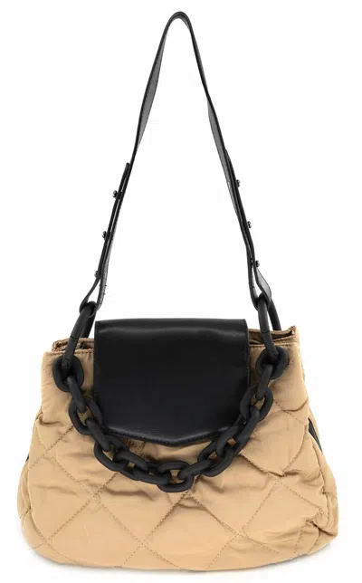 Bc Handbags Women's Puffy Nylon Bag In Khaki/black In Neutral