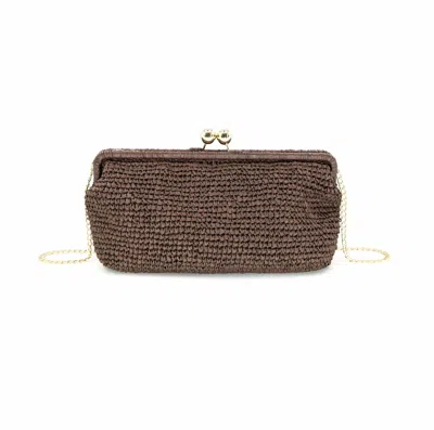 Bc Handbags Women's Raffia Kiss Lock Clutch Bag In Chocolate In Blue