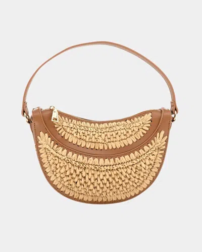 Bc Handbags Women's Solstice Raffia Half Moon Convertible Bag In Tan In Multi